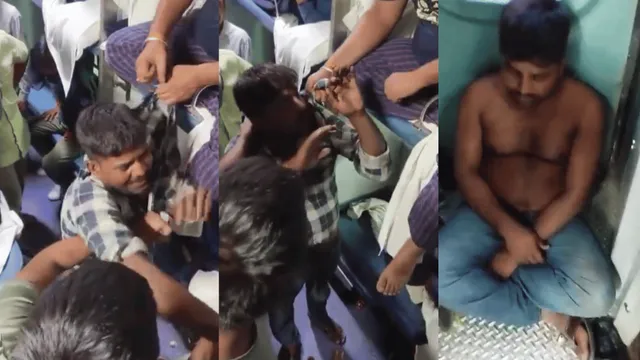 crowd-makes-man-go-shirtless-after-beating-him-over-stealing-elderly-passenger-phone-in-train-viral-video